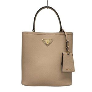 Auth PRADA Panier 1BA212 Cipria (Beige) Saffiano Cuir (Leather) Handbag